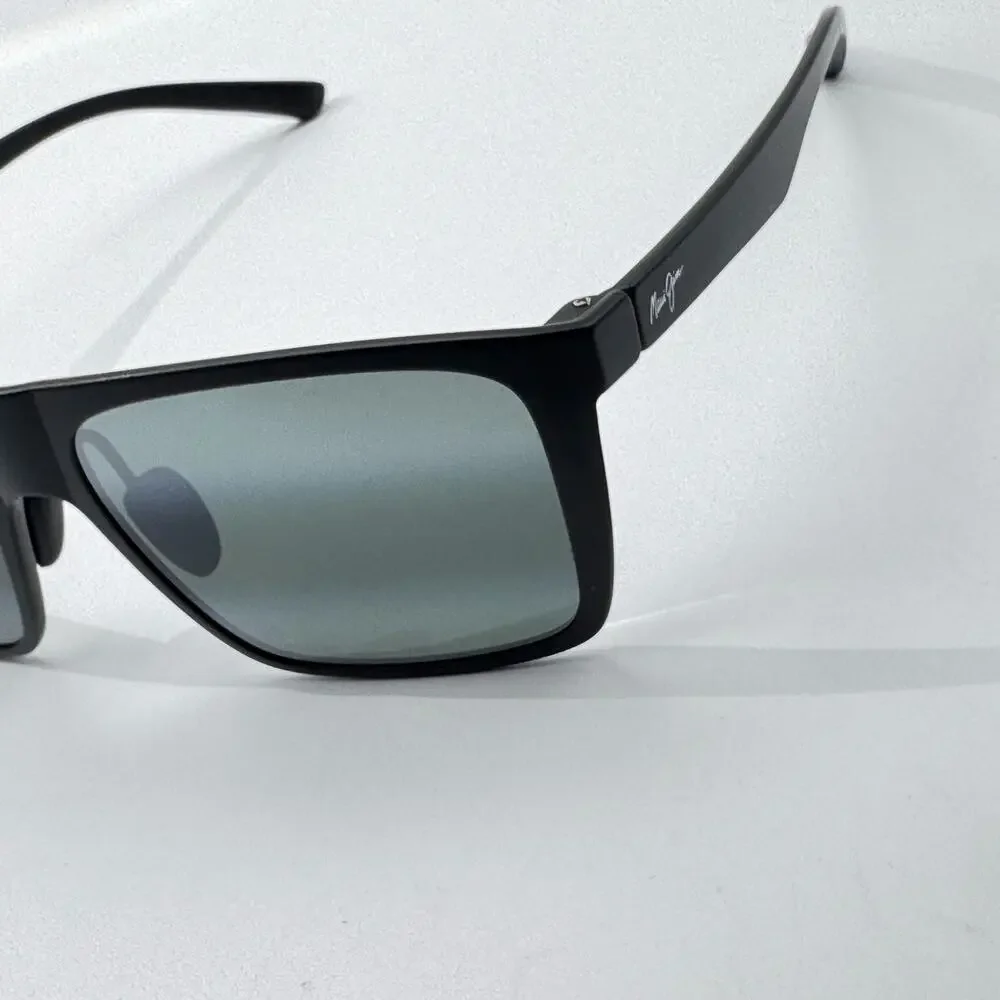 Maui Jim Sunglasses Honokalani MP-BG MJ455-02 Black Square Gray Polarized Lens